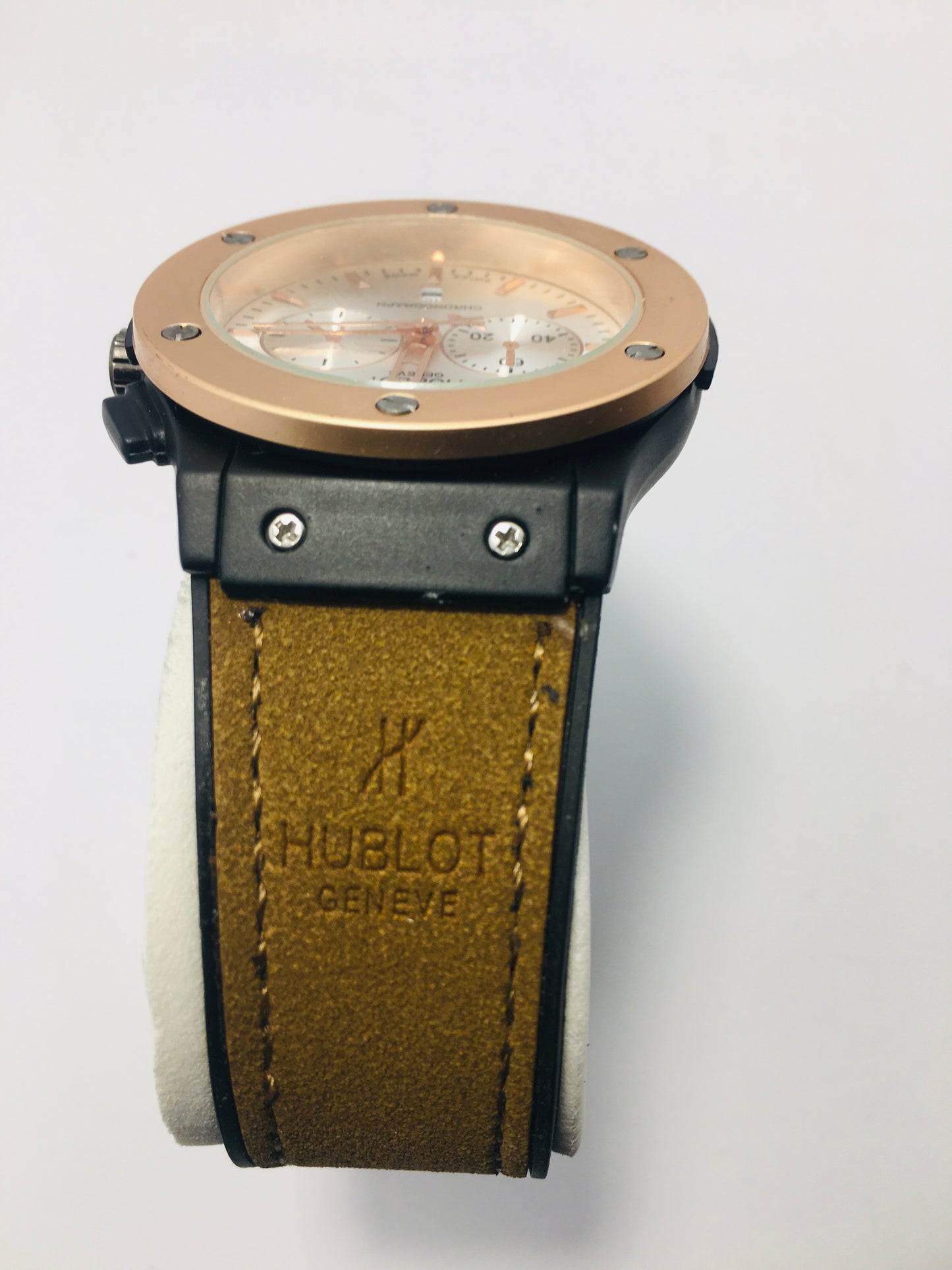 Hublot’s Classic Fusion watch comes in both a brown -coloured Berluti leather edition