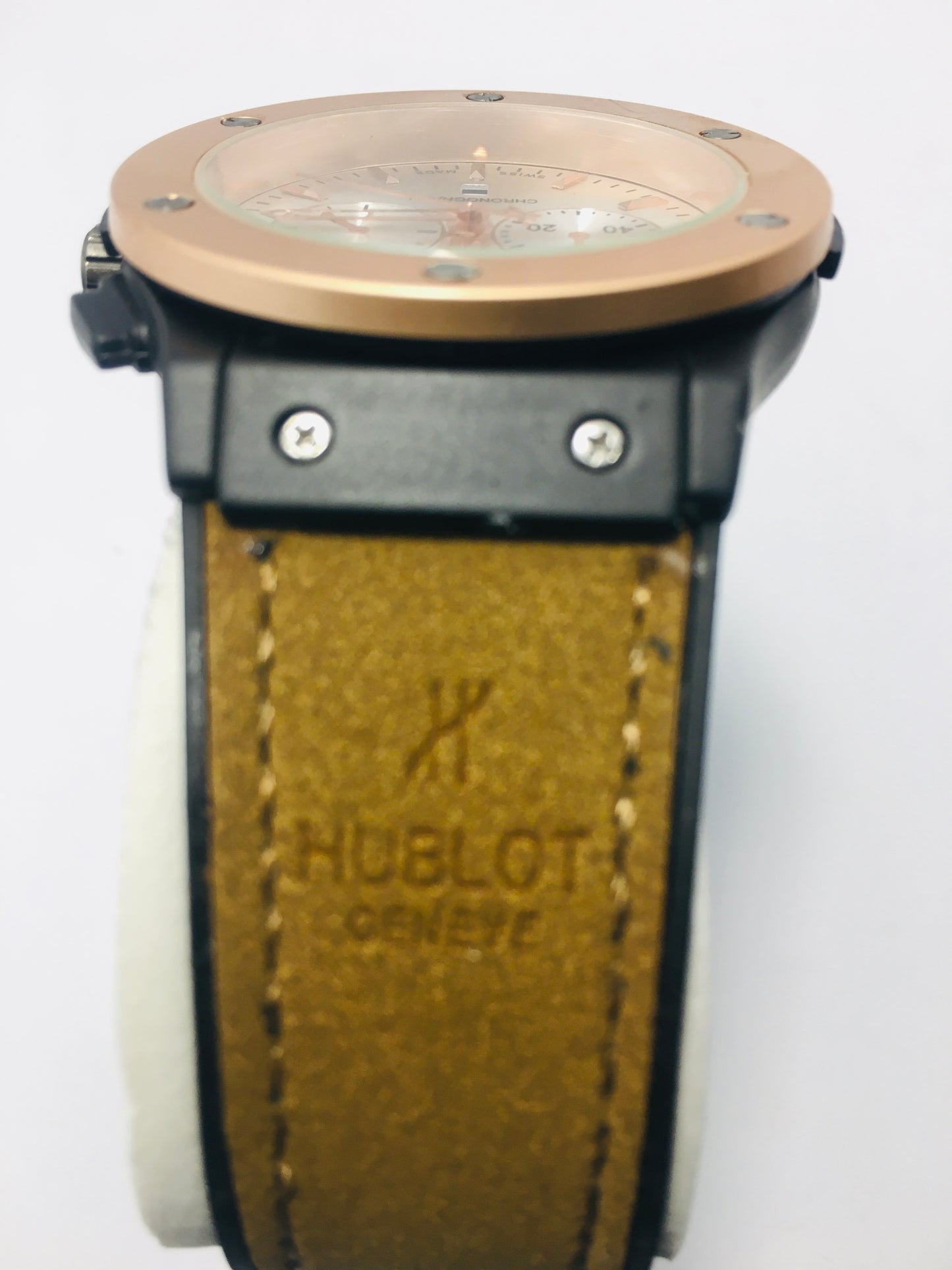 Hublot’s Classic Fusion watch comes in both a brown -coloured Berluti leather edition