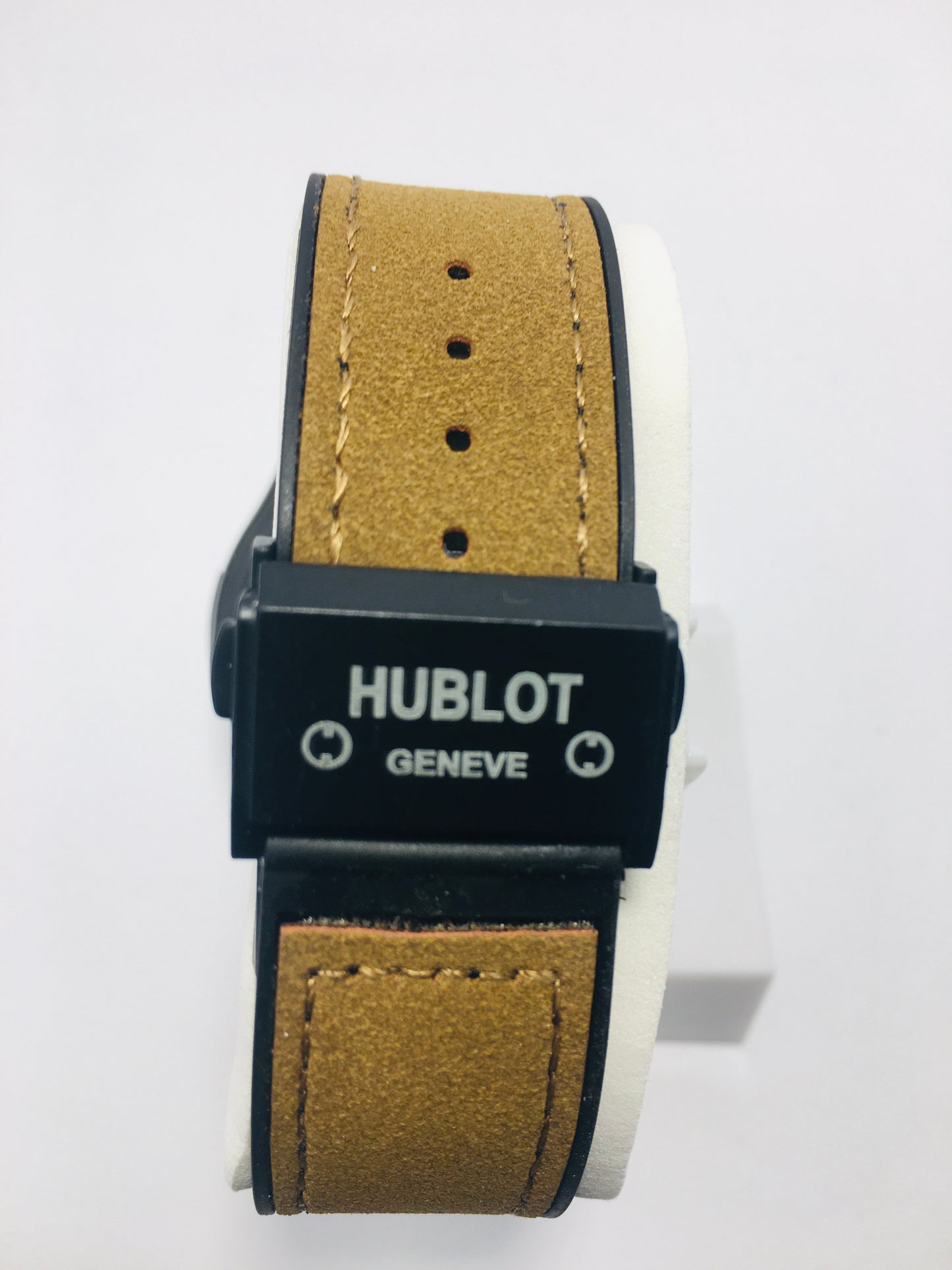 Hublot’s Classic Fusion watch comes in both a brown -coloured Berluti leather edition