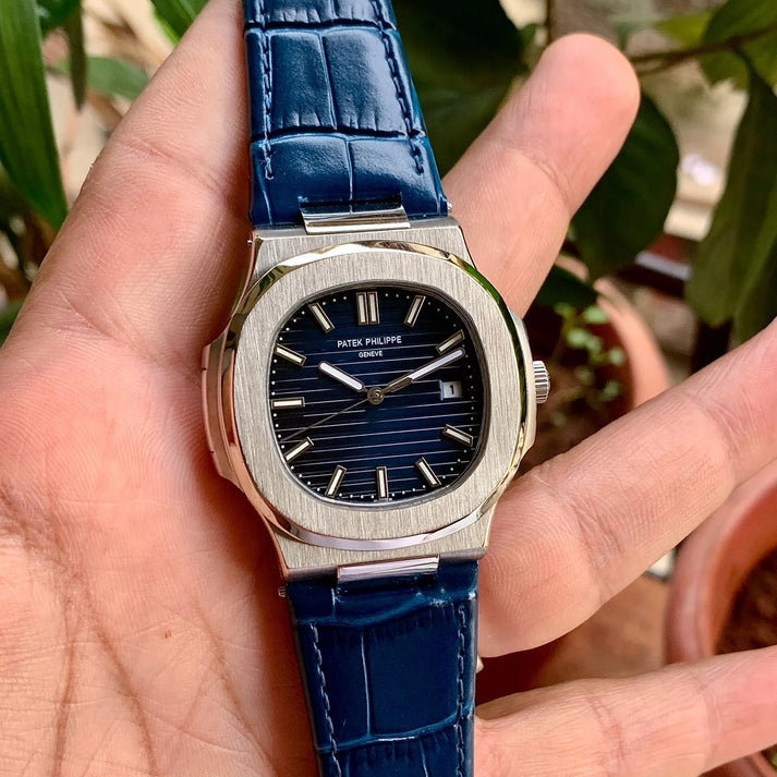 PATEK PHILIPPE WATCH BLUE WITH LEATHER BLUE BELT