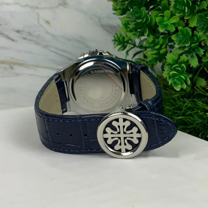 PATEK PHILIPPE WATCH BLUE WITH LEATHER BLUE BELT
