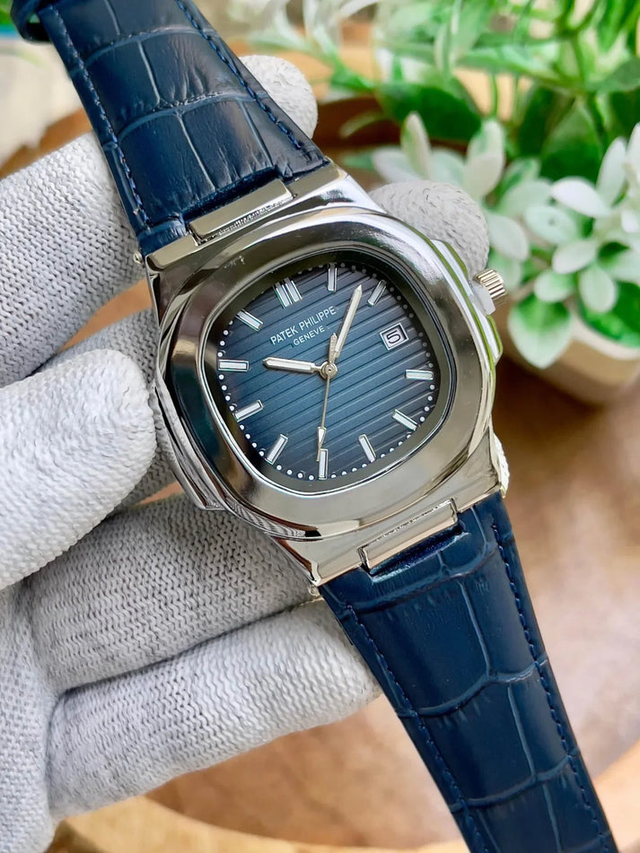 PATEK PHILIPPE WATCH BLUE WITH LEATHER BLUE BELT