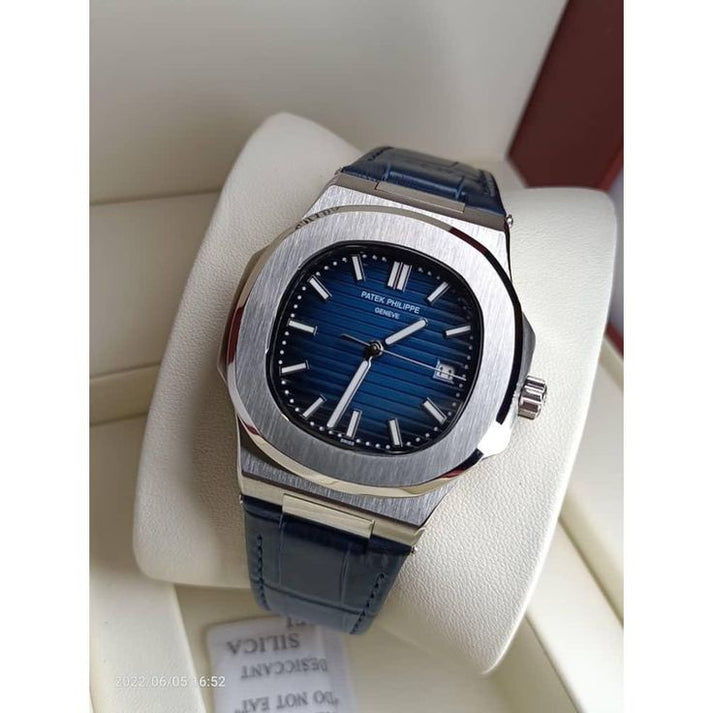 PATEK PHILIPPE WATCH BLUE WITH LEATHER BLUE BELT