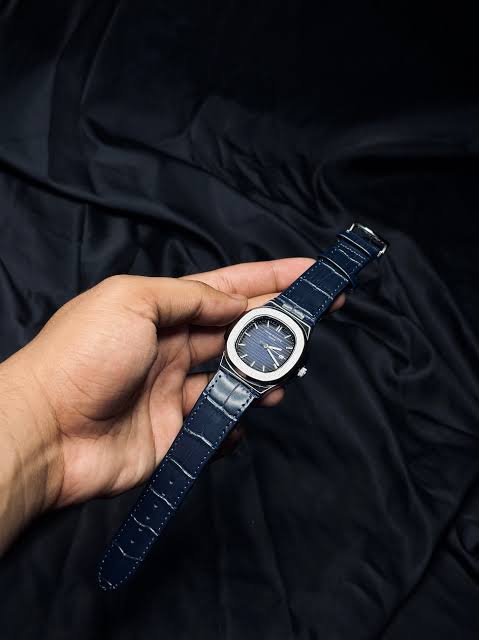 PATEK PHILIPPE WATCH BLUE WITH LEATHER BLUE BELT